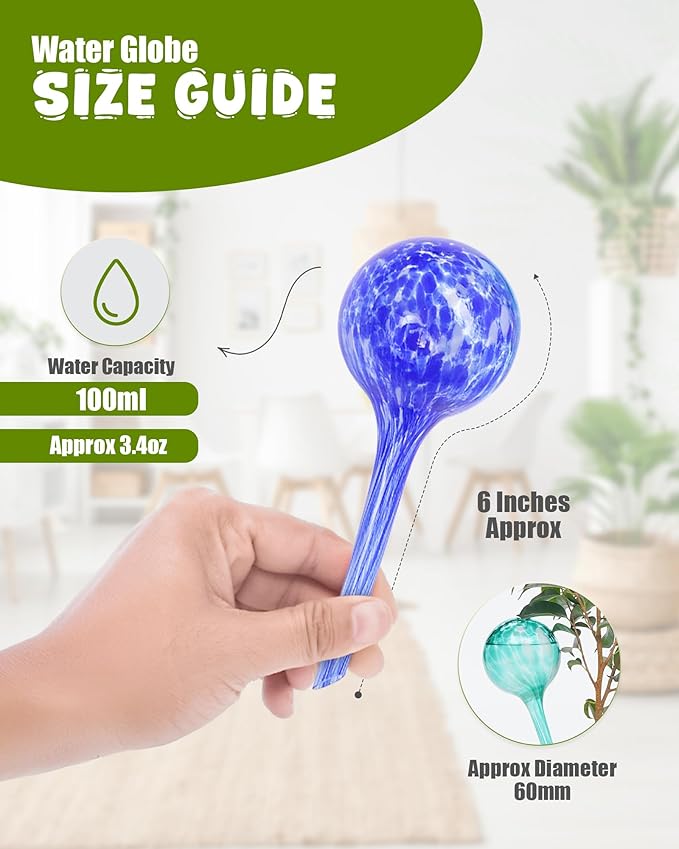 Iridescent Self Watering Globes, Glass Rainbow Plant Watering Globes, Self Watering Planter Insert, Automatic Plant Waterer Indoor (Small-4 Pcs Multi-Color, Small)