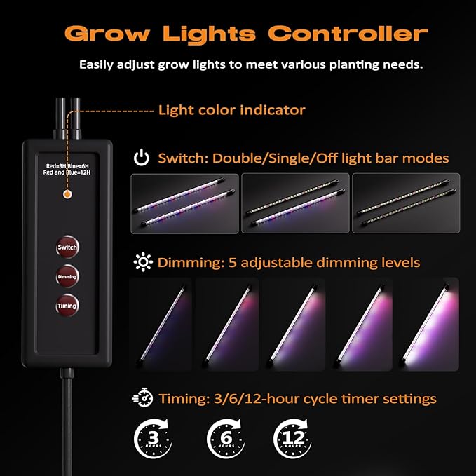 60-Cell Self-Watering Seed Starter Tray with Grow Light, Seed Starter Kit with 4.07” Humidity Dome, Indoor Seedling Starter Tray, Seed Starting Tray for Plant Germination, Seeds Growing