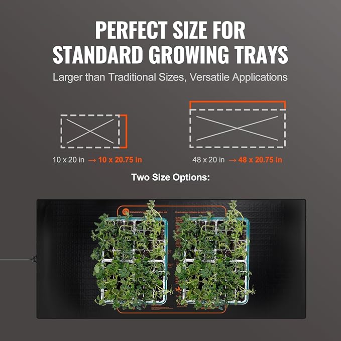 VEVOR 1 Pack Seedling Heat Mat 48"x 20.75", MET-Certified Warm Hydroponic Plant Heating Pad for Seed Starting, Waterproof Heating Mats for Germination, Indoor Gardening, Greenhouse