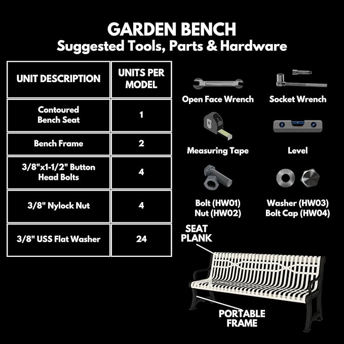 Heavy-Duty Outdoor Bench Thermoplastic Coated, Slated Steel, Commercial-Grade Garden Bench, Made in America (Portable with Back, 6 Ft, Textured Grey)