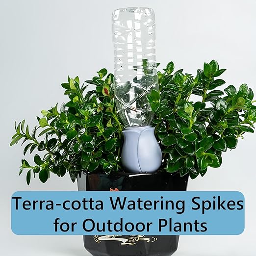 4 Pack Plant Watering Devices, Tulip Flower Shape Terracotta Watering Spikes, Vacation Self Watering Planter Insert, Terra Cotta Watering Spike for Indoor Outdoor Plants