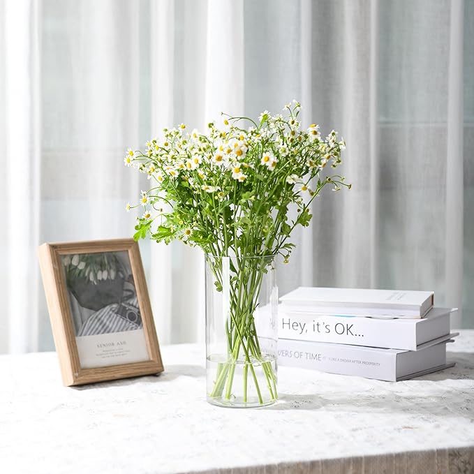 Clear Flower Vase, Non-breakable Vases, 4" W x 8" H, Acrylic Vase, Aesthetic Room Decor Cylindrical Modern Flower Vases for Table Centerpiece, Home Decor, Women Floral Arrangement Gift