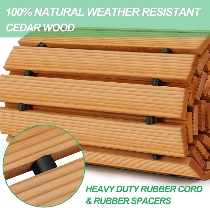 RELIANCER 6' Wooden Garden Pathway,Outdoor Roll Out Cedar Curved Walkway,Patio Path Decorative Garden Boardwalk Walkways,Weather-Resistant Roll Up Beach Wood Road Floor,Wedding Party Pathways