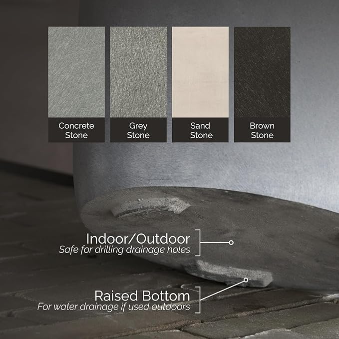 Orbo Large Planter – Fiberglass Indoor/Outdoor and Weather-Resistant Globe Planter (Concrete Stone, 35.4" D x 31.3" H)