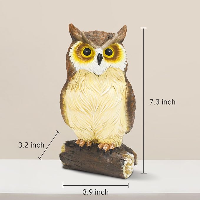 Outdoor Resin Owl Garden Statues, Figurine Sculpture-Owl Perched on Branch, Owl Decoration for Porch, Patio, Lawn, Yard, Whimsical Owl Table Bookshelf Ornament Accessories, Garden