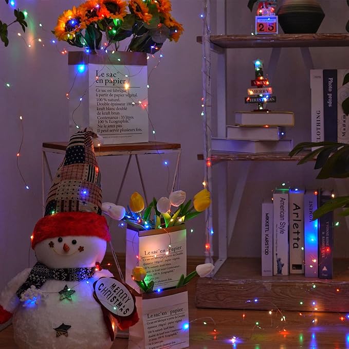 Homemory 4 Pack 20 Ft 60 LED Multicolor Fairy Lights Battery Operated Christmas Lights with Remote, Waterproof 8 Modes Firefly Twinkle String Lights for Party Bedroom Wedding Decorations