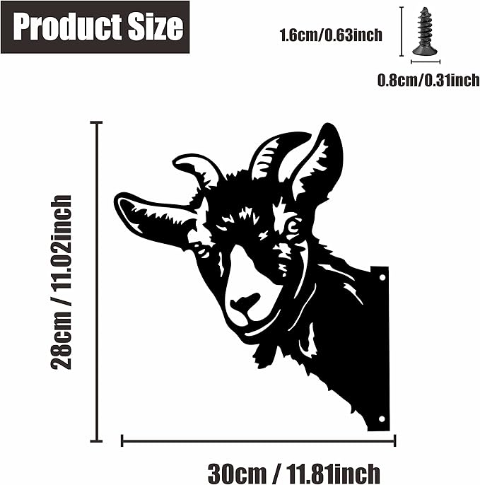 Peeping Goat Metal Art Farm Garden Decor Garden Fence Decoration Outdoor Decoration for Farmhouse,Yard,Lawn
