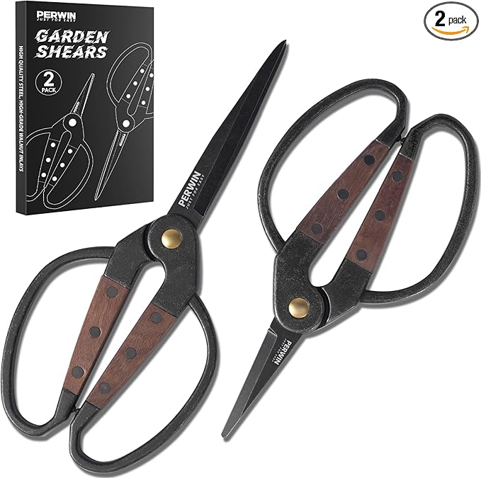 Garden Flower Bonsai Scissors,Walnut Wide Handles Pruning Gardening Scissors Floral Shears for Gardening,Succulent Harvest, and Precision Plant Trimming Care