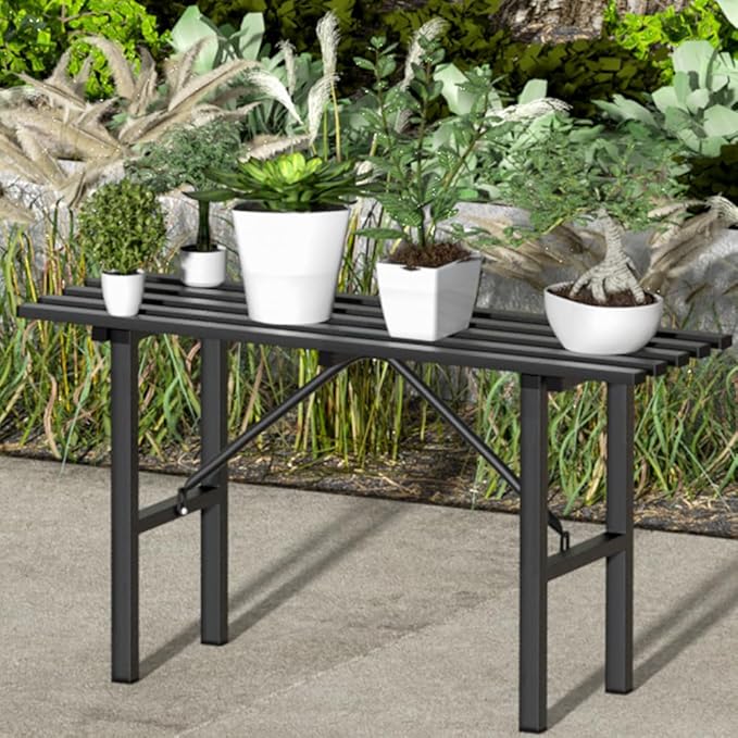Premium Aluminum Plant Stand - Home Decor & Outdoor Garden Solution with 300 LBS Capacity, L37.8 x W11.4 x H19.7 inch