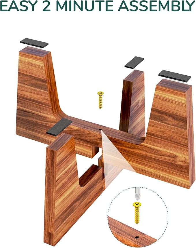 Plant Stands Indoor , Acacia Wood Boho Mid-Century Plant Holder, Modern Minimalist Wooden Pedestal Stand, Fits Up To 12” & 6.5” Pots (2-Pack M&S Size, Pots Not Included)