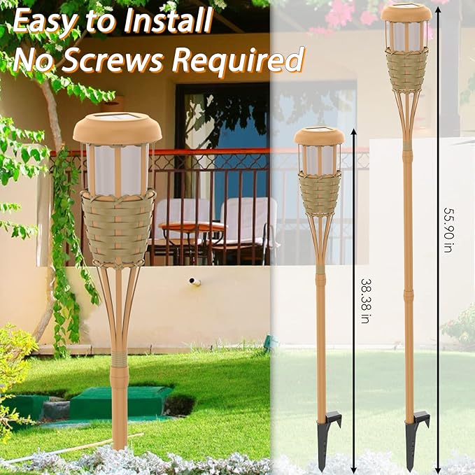 Solar Outdoor Lights, Solar Torch Lights Outdoor Flickering Flame, Outdoor Decorations for Patio Path Yard - 8 Pack