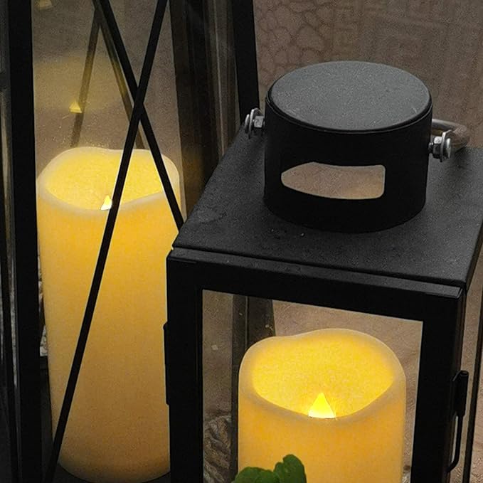 CANDLE CHOICE Waterproof Outdoor Battery Operated Flameless Candles with Remote Timer Plastic Realistic Flickering Fake Electric LED Pillars Lantern Garden Wedding Christmas Decorations 3”x5” 6 Pack