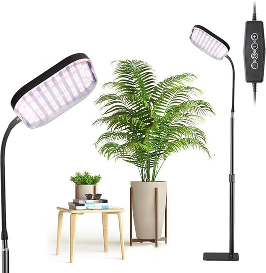 Grow Lights for Indoor Plants with Stand Full Spectrum, Floor Plant Growing Lamp with 336 LEDs for Large Plants, 4/8/12H Auto Timer,5 Brightness, 40-52 inches Height Adjustable