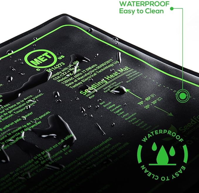 MET Certified 4 Pack Seedling Heat Mat, Seedfactor Waterproof Durable Germination Station Heat Mat, Warm Hydroponic Heating Pad for Indoor Home Gardening Seed Starter