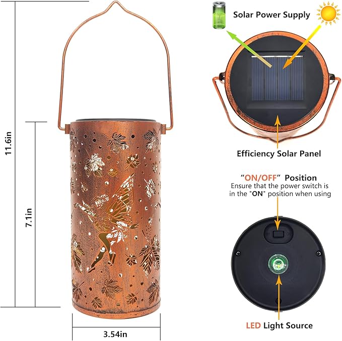 Fairy Solar Lanterns Outdoor Hanging Maple Leaf Decor Lantern,Waterproof Hollow Out Metal Decorative Garden Light,Graceful Decoration for Patio,Landscape,Walkway,Festival