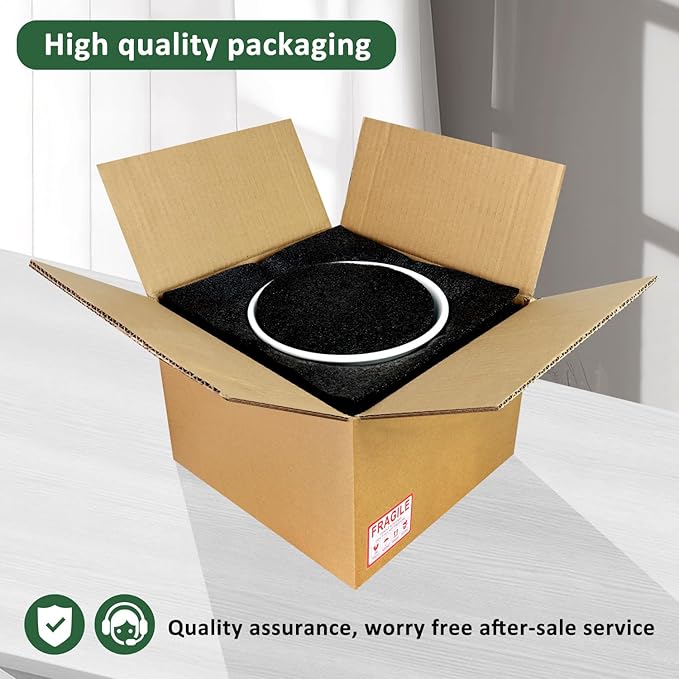 8 Inch Plant Pot, Ceramic Planter with Drainage and Saucer, Ceramic Pots for Plants, Indoor Plant pots,Ceramic Flower pots(Pure White, Plants NOT Included)