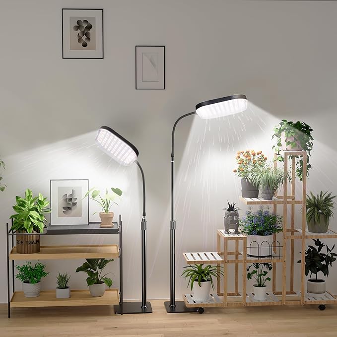Grow Lights for Indoor Plants with Stand Full Spectrum, Floor Plant Growing Lamp with 336 LEDs for Large Plants, 4/8/12H Auto Timer,5 Brightness, 40-52 inches Height Adjustable