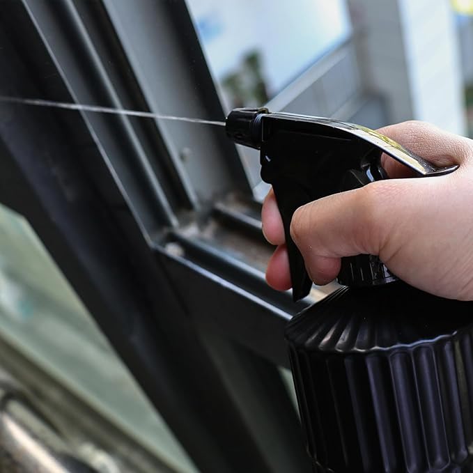 OFFIDIX Glass Spray Bottle, Pressure Watering Can, Indoor Plant Mister, Adjustable Nozzle Watering Glass 0.45L/15.22oz Spray Bottle for Garden Plants Cleaning Solutions (Black)