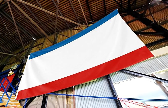 Ukraine Crimea Extra Large Flag 8x12FT Giant Ukrainian Crimean Polyester Banner With 3 Grommets Fade Resistant Vivid Color For Patriotic Festival Events Party Decoration(Crimea UKR, 8x12FT)