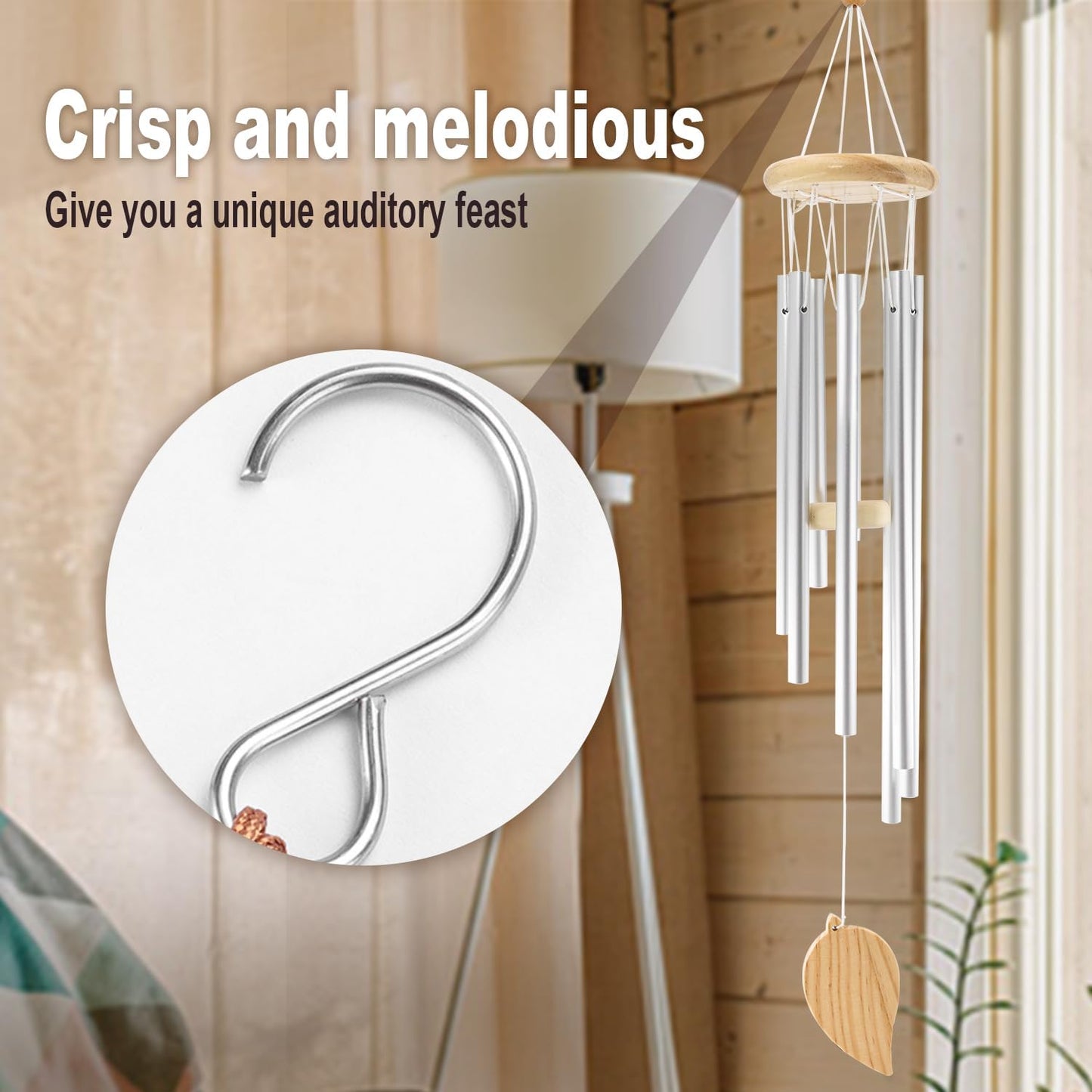 Wind Chimes for Outside Windchimes Outdoors Clearance Outdoor Wind Chimes Zen Garden House Decor Outdoors Garden Decor Sympathy Souvenir for Loss of Loved One (Silvery)