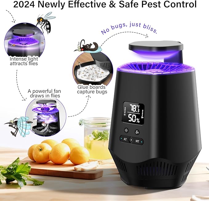 Fruit Fly Traps for Indoors, Gnat Traps for House Indoor Fly Trap Indoor, Effective Fruit Fly Traps Bug Zapper Indoor Mosquito Trap for House Plant Pest Control with 10PCS Refills