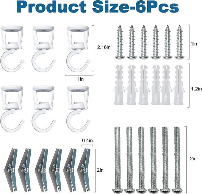 Ceiling Hooks for Hanging Plants (6 PCS White),Heavy Duty Metal Plant Hooks, Screw in Hooks for Hanging Birdfeeders, Lamps, Planters, Outdoor Decorative Hooks up to 33 lbs