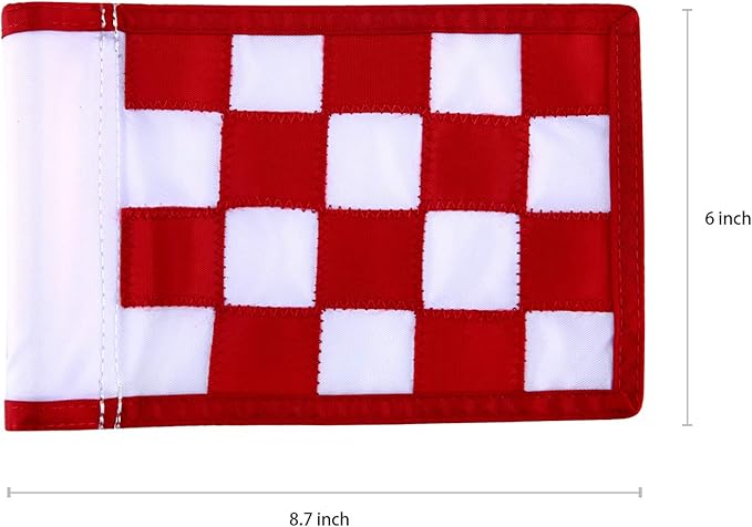 Nylon Golf Putting Green Flags - Solid & Checkered, Indoor/Outdoor, 8.7"x6" (White-Red)