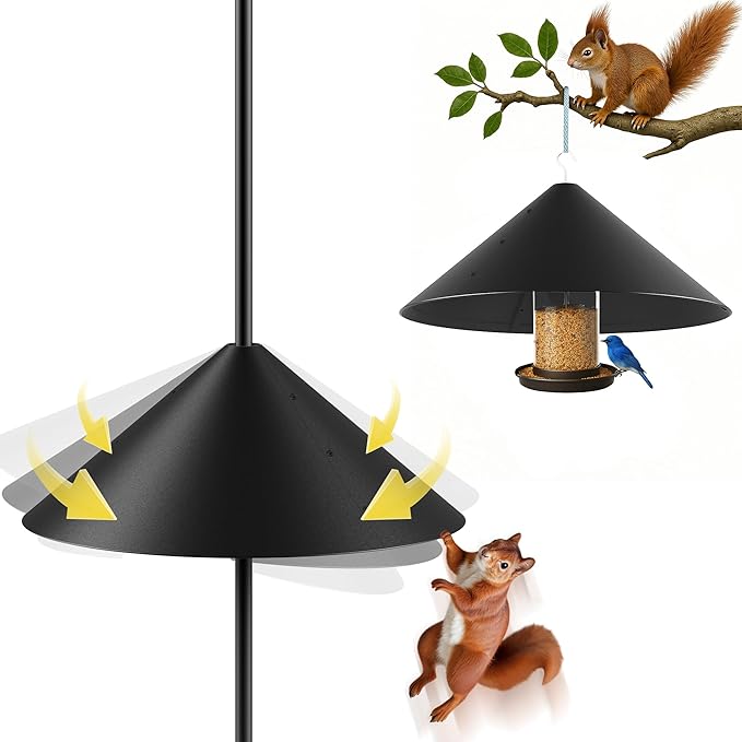 19 Inch Metal Squirrel Baffle for Bird Feeder Pole, Squirrel Proof for Hanging Bird Feeder, Outdoor Cover for Rain, Rust Proof Chew Proof Heavy, 1 Pack