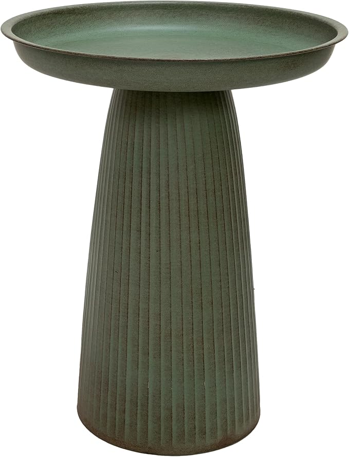 Sunnydaze Gleeful Garden Metal Bird Bath for Outdoors - Large Decorative Iron Birdbath - 23-Inch - Matte Green