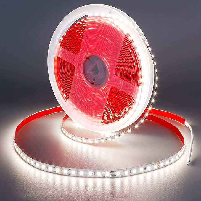 24V 65.6ft/20m LED Strip Light Natural White 4000K 2400LEDs High Brightness 12000LM SMD2835 Flexible No-Waterproof IP20 LED Tape for Kitchen Backyard Hallways Stairs Decoration(No Power Supply)