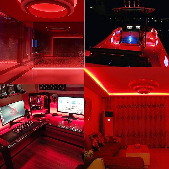 DC 24V COB LED Strip Light Red IP65 Waterproof 5M/16.4ft Uniform Glow 2400LEDs Flexible LED Tape Lights for DIY Garden Backyard Hallways Stairs Decor(No Power Supply)