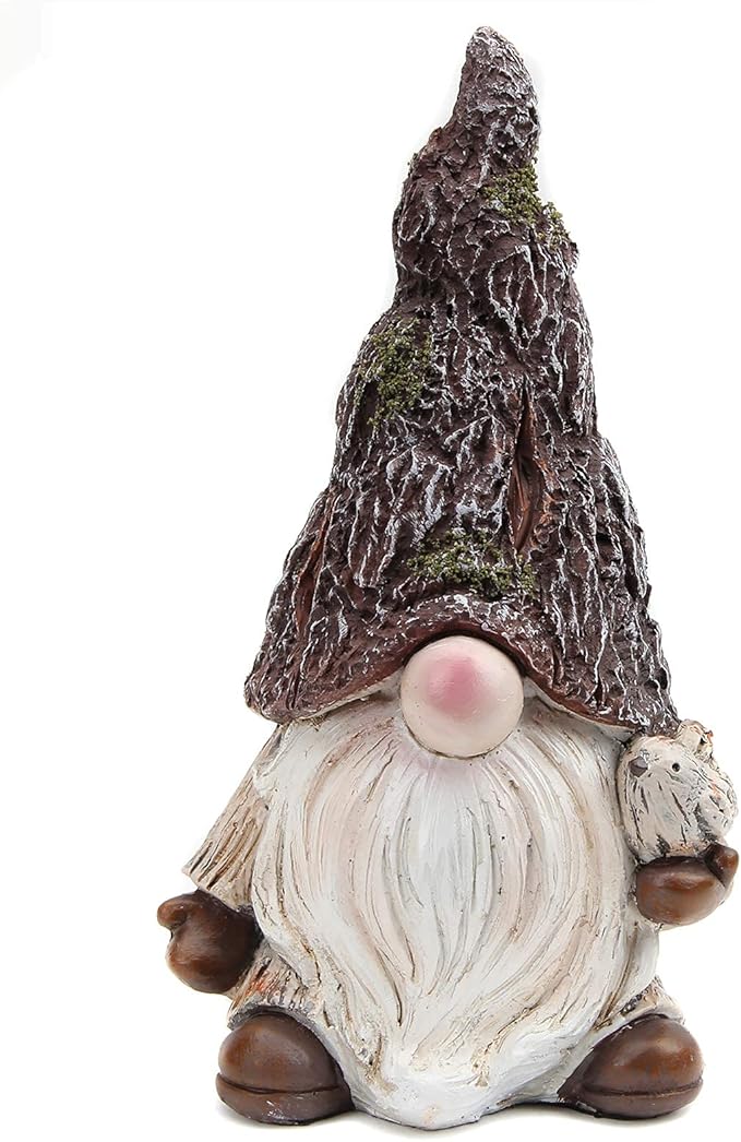Leekung Garden Gnomes Statue Outdoor Decor,Gnomes Garden Decorations,Indoor gnome Figurine Woodstone Color for Home Decoration