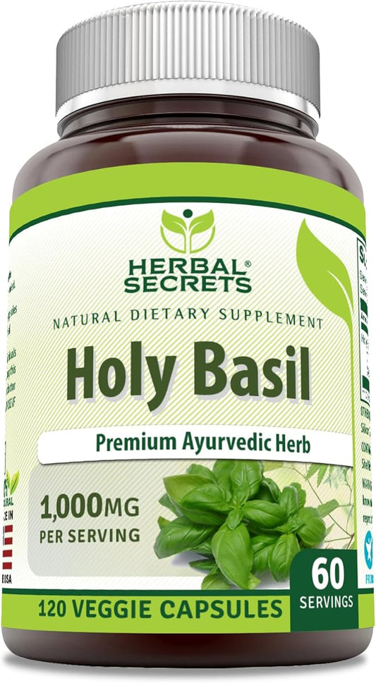 Herbal Secrets Holy Basil Supplement 1000 Mg 120 Veggie