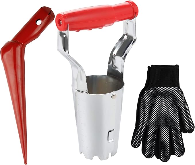 FLORA GUARD 2 Piece Bulb Planting Tool Set, Includes 1 Bulb Planter with Depth Markers, 1 Metal Planting Dibber, Ideal Transplanter Kit