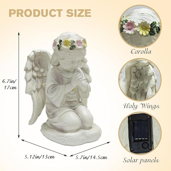 Solar Garden Outdoor Angel Statues - Outdoor Angel Sculptures Garden Decorations with Waterproof Led Lights for Patio, Balcony, Yard, Lawn Ornament - Unique Decor Gifts for Mom Grandma Women