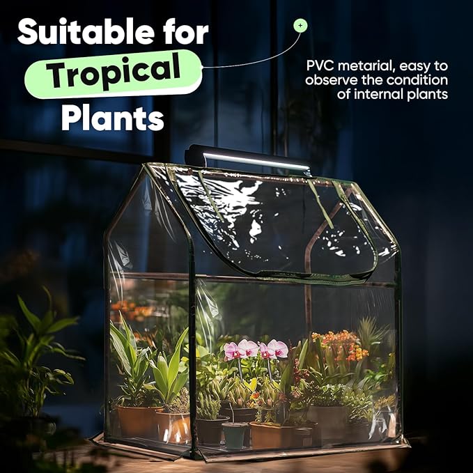 Quictent Portable Mini Cloche Greenhouse w/ Elevated Bottom, Reinforced High Light Transmission Waterproof UV-Resistant Hot House for Indoor Outdoor, 36" x 18" x 33", Clear