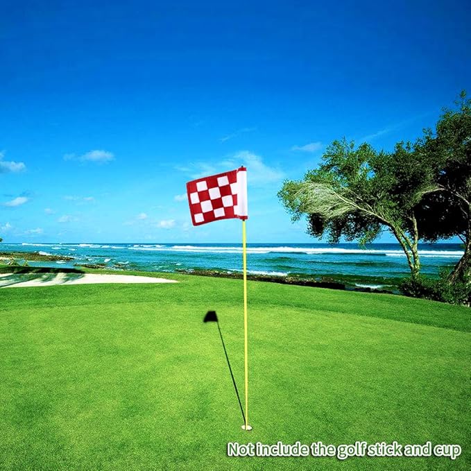 Nylon Golf Putting Green Flags - Solid & Checkered, Indoor/Outdoor, 8.7"x6" (White-Red)