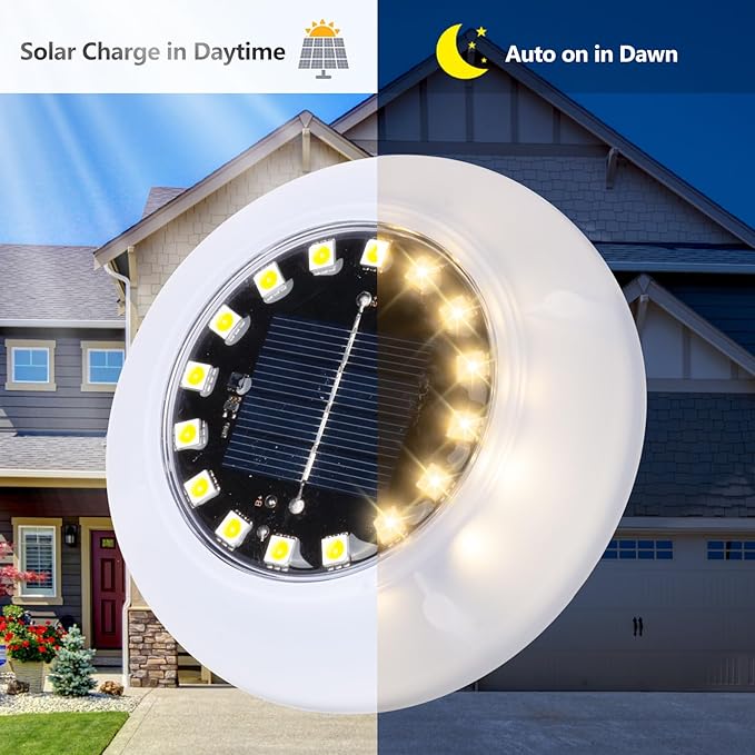 Flumy Solar Ground Lights,12 Pack Solar Lights Outdoor Waterproof, Solar Garden Lights for Outside Patio Pathway Yard Lawn Driveway Deck Step Walkway,Outdoor Chrismtas Decorations