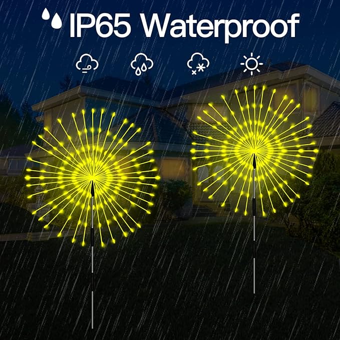 Solar Garden Lights 4-Pack Waterproof Decorative Pathway Firefly Lights for Courtyard & Garden Party Warm White