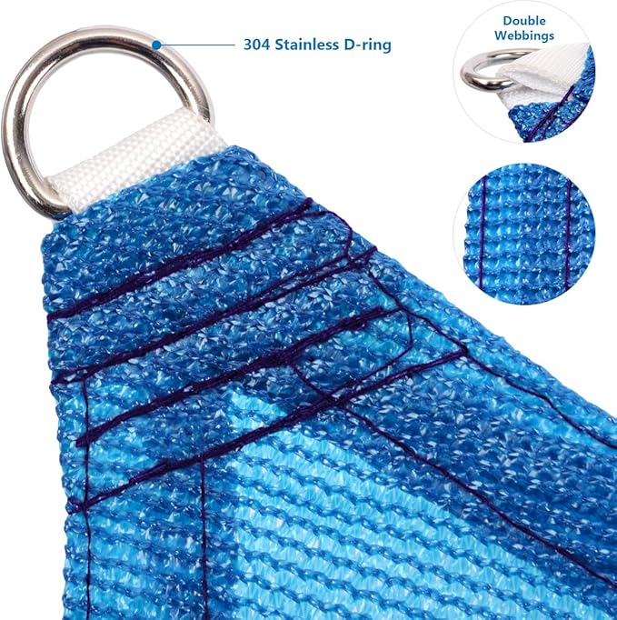 Eden's Decor Straight Flat-Edged Sun Shade Sail Rectangular 17' x 21' Blue UV-Blocking Outdoor Canopy Fabric Cloth Awning for Pergola Patio Garden Backyard Custom Size