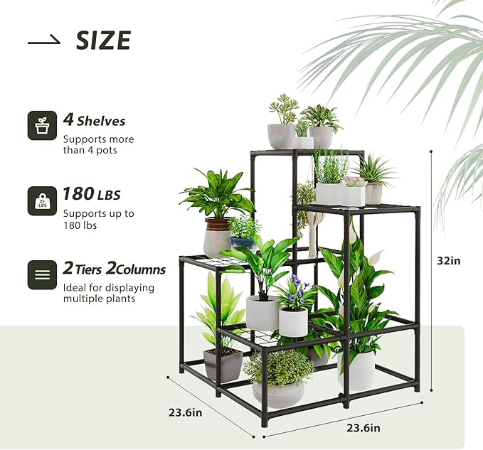 Corner Plant Stand Indoor Clearance Small Plant Holder Outdoor Metal Hanging Plant Table Rack Tiered Plant Shelf for Multiple Plants for Living Room Garden Balcony Patio Ladder Design