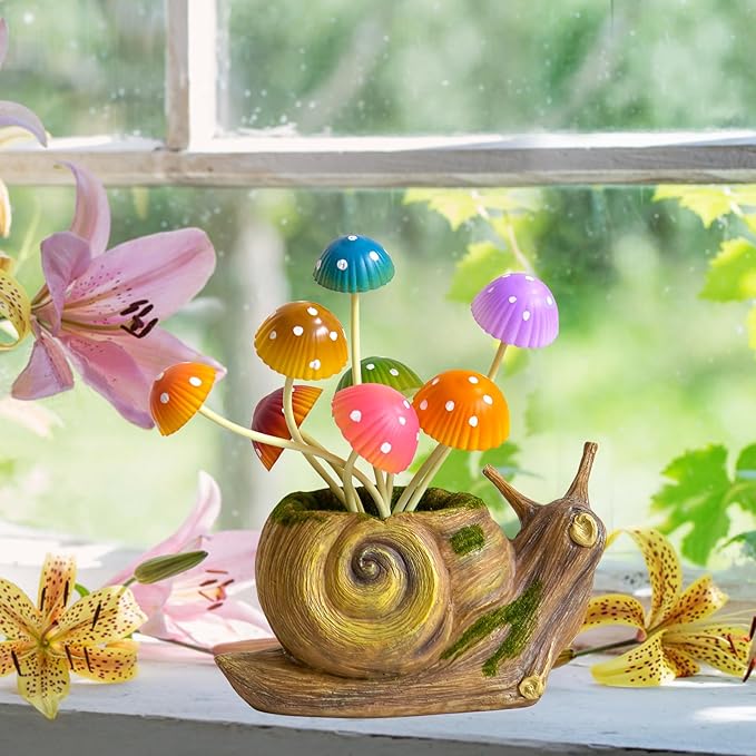 Solar Lights Outdoor Fairy Garden Accessories, Snail Statues Garden Decor for Outside, Gifts for Mother's Day Yard Decorations Patio Lawn Porch Balcony, Unique Housewarming Gifts for Women Mom Grandma