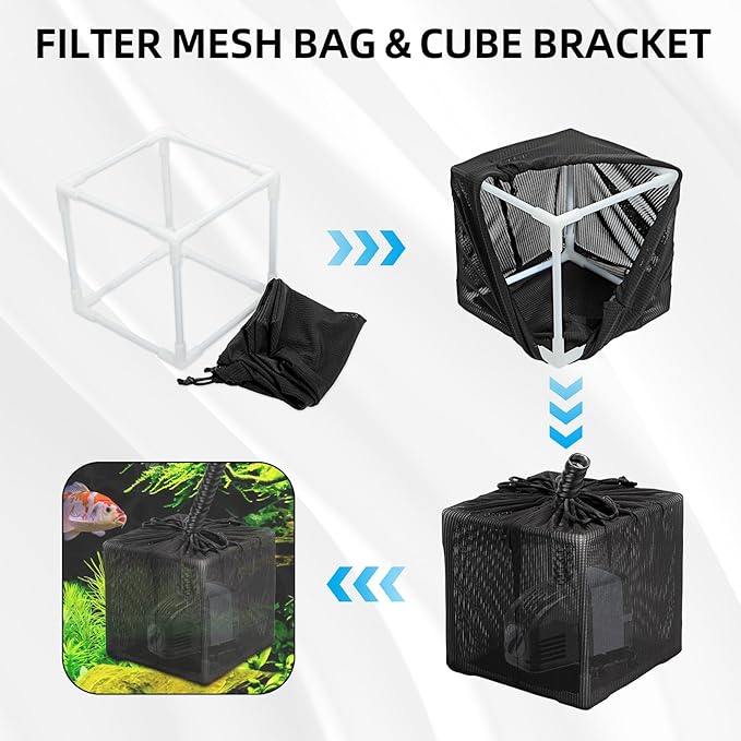 Fineday Pond Filter, Anti-Clogging Cube Outdoor Mesh Water Pump Barrier Bag Box Basket (10 inch)