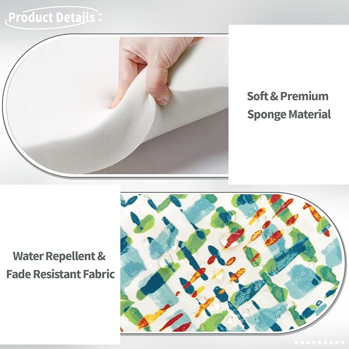 Indoor/Outdoor Chair Cushions 16x17 Inch, Patio Chair Cushions with Ties, All Weather Seat Cushions for Patio Furniture Home Garden Chair Use, Set of 2,Acapa Opal Geometric