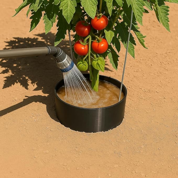 Garden Water Ring 5-Pack – Root Zone Irrigation Water Saver Rings for Garden Plants – Precision Hydration, Weed Control & Fertilizer Containment – Made in USA – Reusable Garden Watering Tool