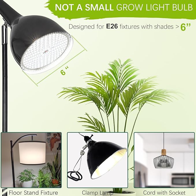 LED Grow Light Bulbs for Indoor Plants Full Spectrum, 320W Equivalent Plant Light Bulb, 4000K Plant Grow Light Bulb, Grow Bulb for E26 Regular Fixtures, Pack 1