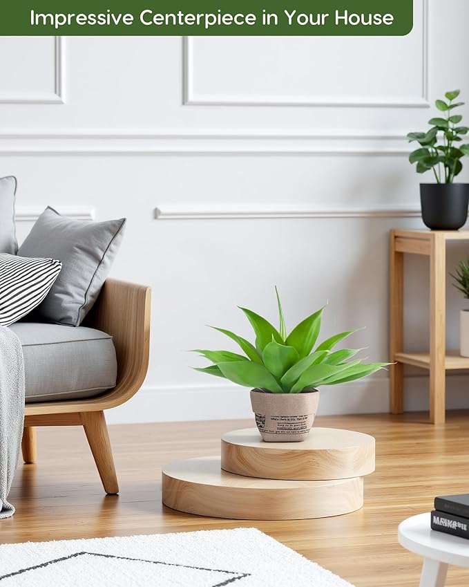 Velener Fake Agave with Burlap Bag, Artificial Plant Outdoor Agave - Fake Plants for Indoor and Outdoor Decor(16 Inch)