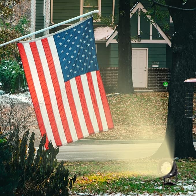 12W LED Landscape Spotlight,120V Landscape Lighting Outdoor for Mounted Flag Pole Light,IP65 Landscape Lights Warm White Garden Decorative Lamp 6FT Cord with US 3 Prong (Base,Stake Included)