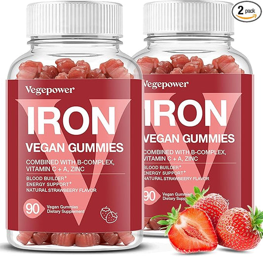 Iron Gummies Supplements for Women & Kids (180 Count,