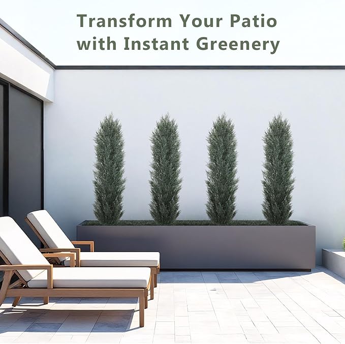 THE BLOOM TIMES 6ft Tall Topiary Trees Artificial Outdoor – UV Resistant Faux Cedar Pine Cypress Bushes and Shrubs, Fake Potted Plants for Front Porch Outside Planter Patio Decor, Set of 2 (6 Foot)